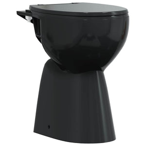 Randloses WC 7 cm Extra Höhe Soft-Close Keramik Schwarz
