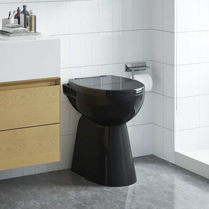 Randloses WC 7 cm Extra Höhe Soft-Close Keramik Schwarz