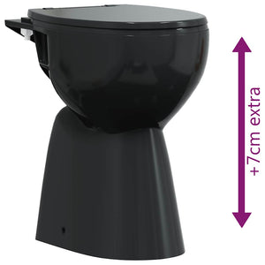 Randloses WC 7 cm Extra Höhe Soft-Close Keramik Schwarz