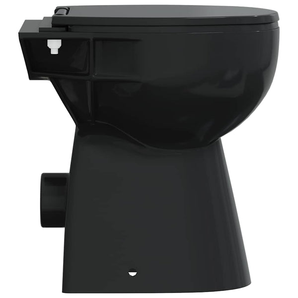 Randloses WC 7 cm Extra Höhe Soft-Close Keramik Schwarz
