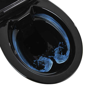 Randloses WC 7 cm Extra Höhe Soft-Close Keramik Schwarz