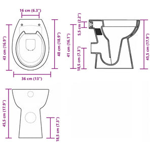 Randloses WC 7 cm Extra Höhe Soft-Close Keramik Schwarz