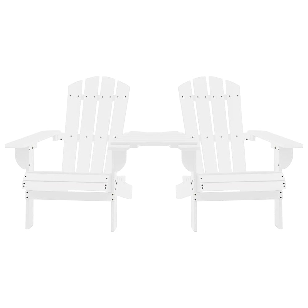 Adirondack-Gartenstühle mit Tisch Massivholz Tanne Weiß