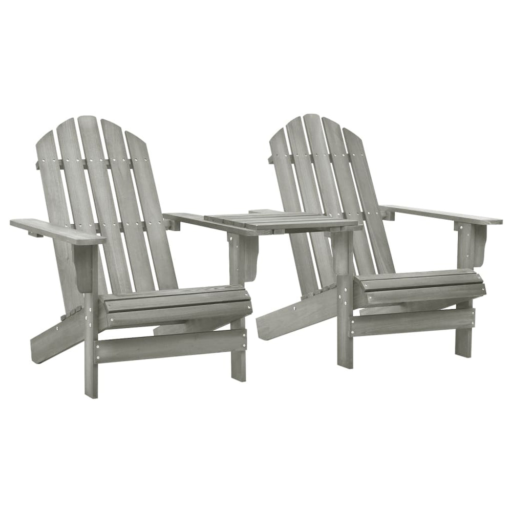 Adirondack-Gartenstühle mit Tisch Massivholz Tanne Grau