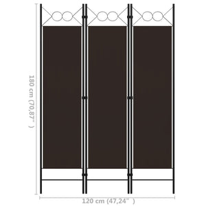 vidaXL Paravent à 3 panneaux marron 120 x 180 cm