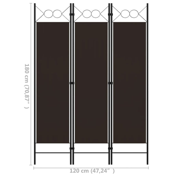 vidaXL Paravent à 3 panneaux marron 120 x 180 cm