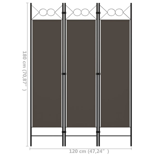 Anthrazit Raumteiler 3-teilig 120x180 cm
