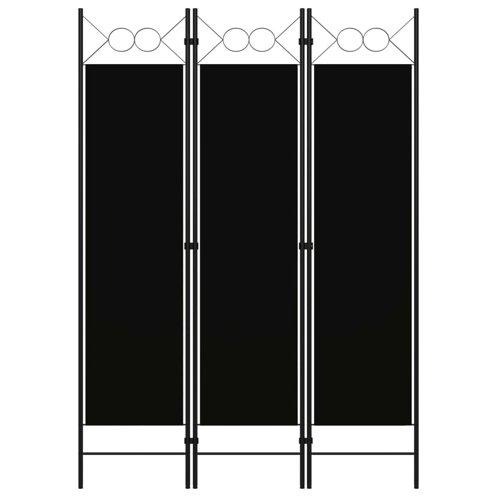 Schwarzer 3-Panel Raumteiler 120x180 cm
