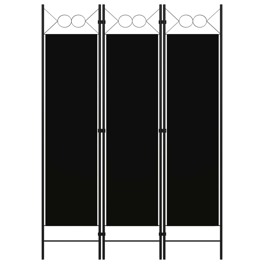 Schwarzer 3-Panel Raumteiler 120x180 cm