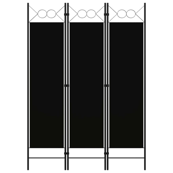 Schwarzer 3-Panel Raumteiler 120x180 cm