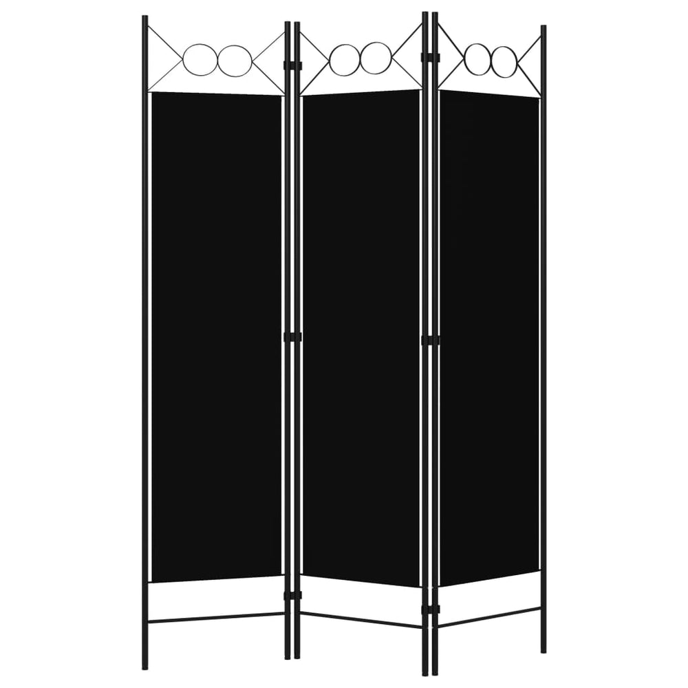 Schwarzer 3-Panel Raumteiler 120x180 cm