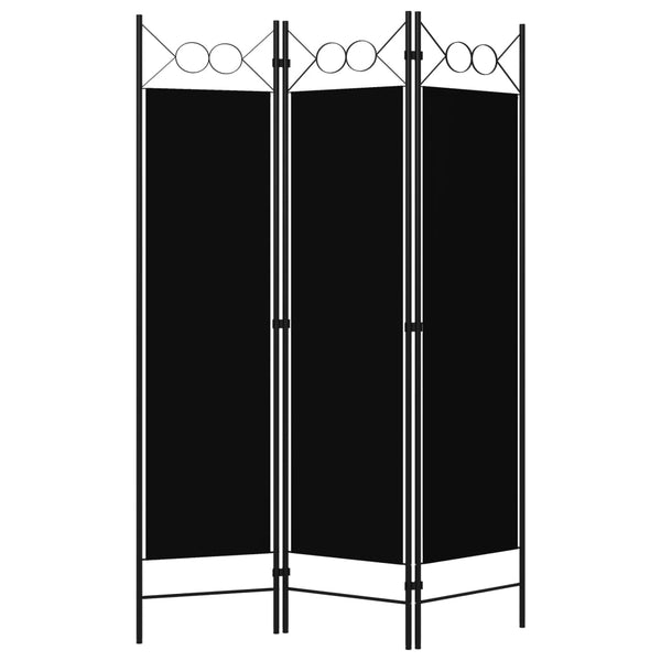 Schwarzer 3-Panel Raumteiler 120x180 cm