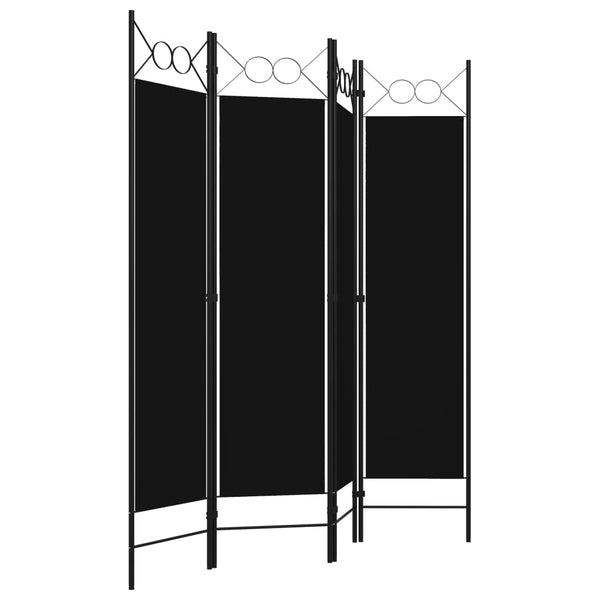 Schwarzer Raumteiler, 4-teilig, 160x180 cm
