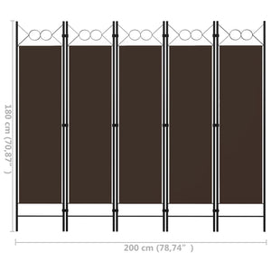 5-teiliger Raumteiler Braun 200x180 cm