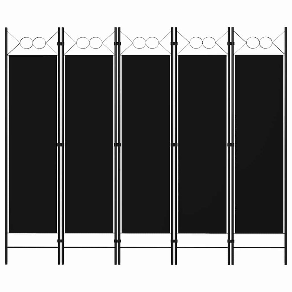 Schwarzer 5-Panel Raumteiler 200x180 cm