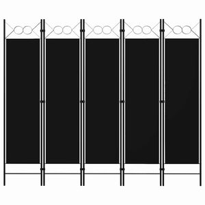 Schwarzer 5-Panel Raumteiler 200x180 cm