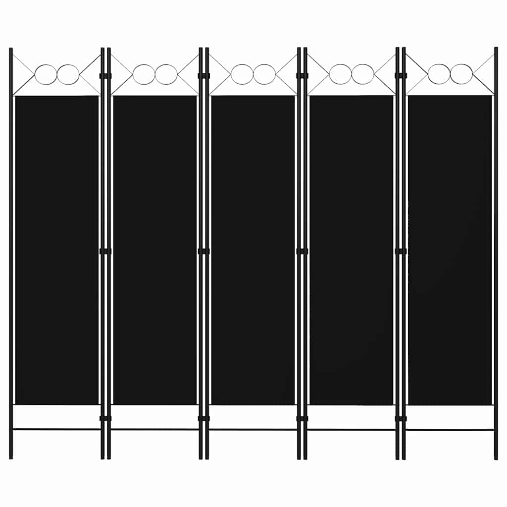 Schwarzer 5-Panel Raumteiler 200x180 cm