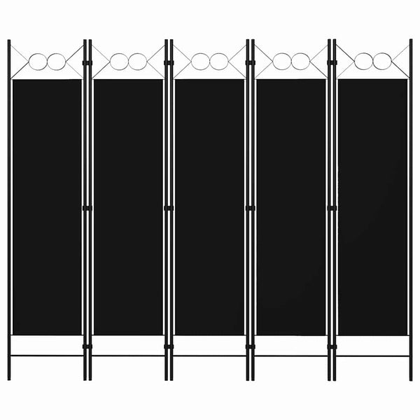Schwarzer 5-Panel Raumteiler 200x180 cm