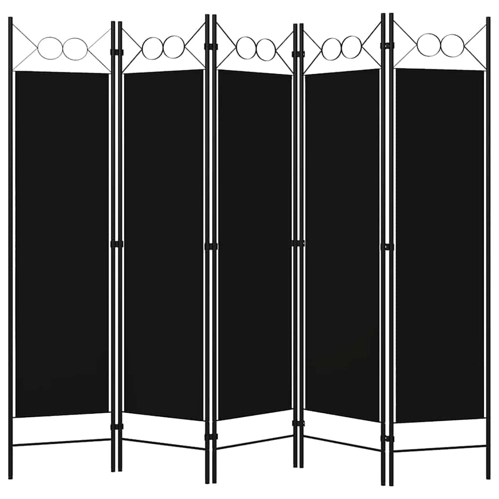 Schwarzer 5-Panel Raumteiler 200x180 cm
