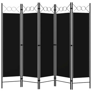 Schwarzer 5-Panel Raumteiler 200x180 cm