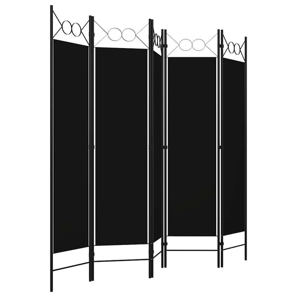 Schwarzer 5-Panel Raumteiler 200x180 cm