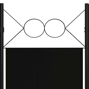 Schwarzer 5-Panel Raumteiler 200x180 cm
