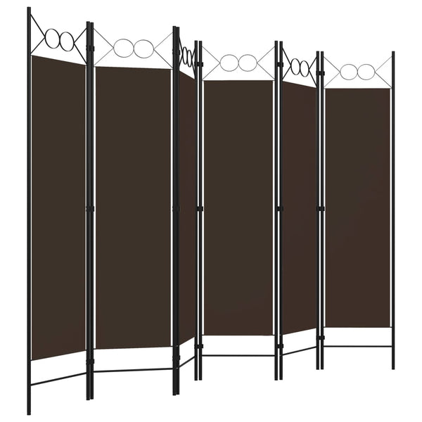 6-Panel Raumteiler Braun 240x180 cm