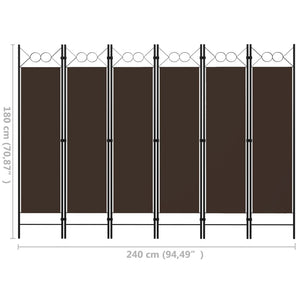 6-Panel Raumteiler Braun 240x180 cm