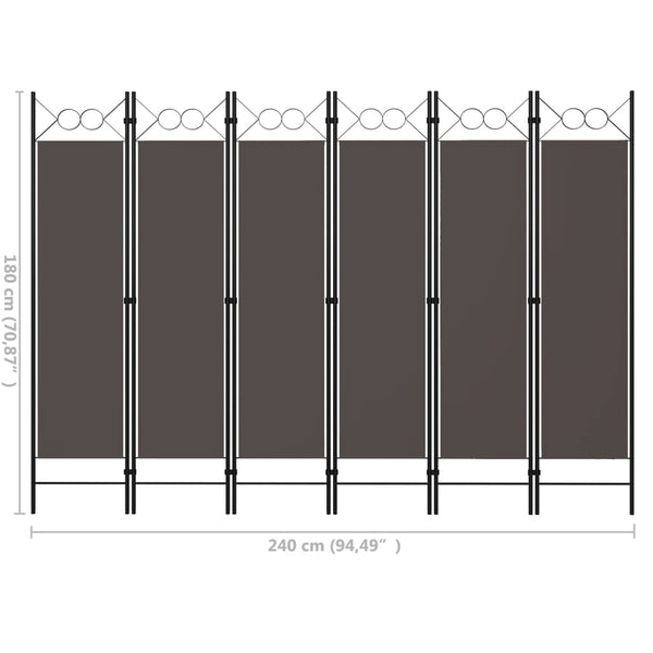 Anthrazit Raumteiler 6-teilig 240x180 cm