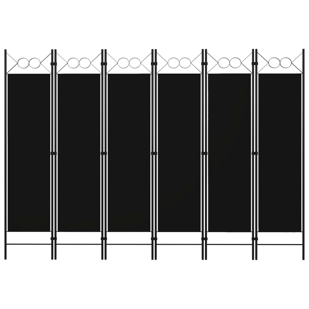 Schwarzer 6-teiliger Raumteiler 240x180 cm