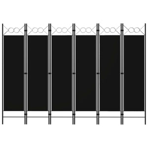 Schwarzer 6-teiliger Raumteiler 240x180 cm