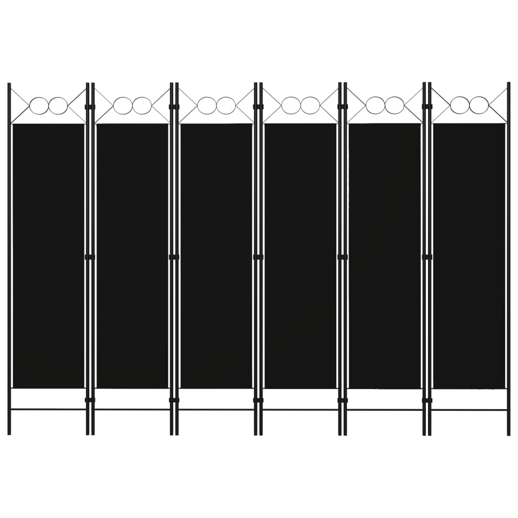 Schwarzer 6-teiliger Raumteiler 240x180 cm