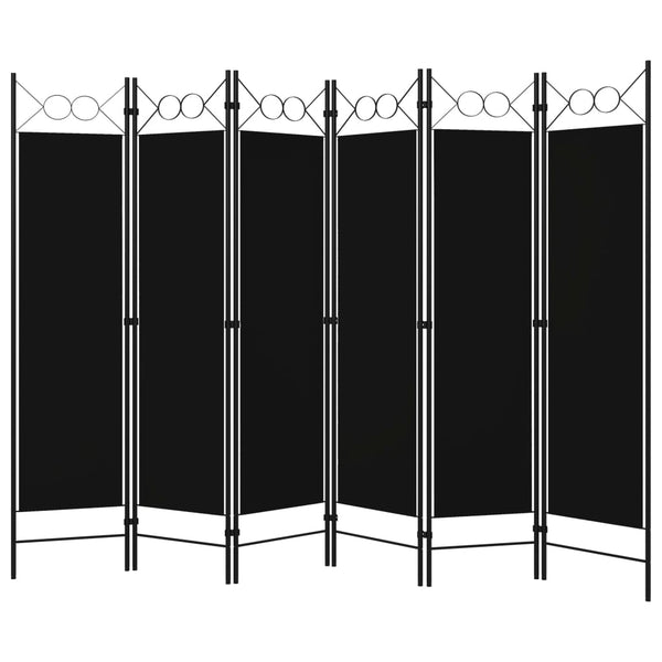 Schwarzer 6-teiliger Raumteiler 240x180 cm