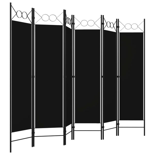 Schwarzer 6-teiliger Raumteiler 240x180 cm