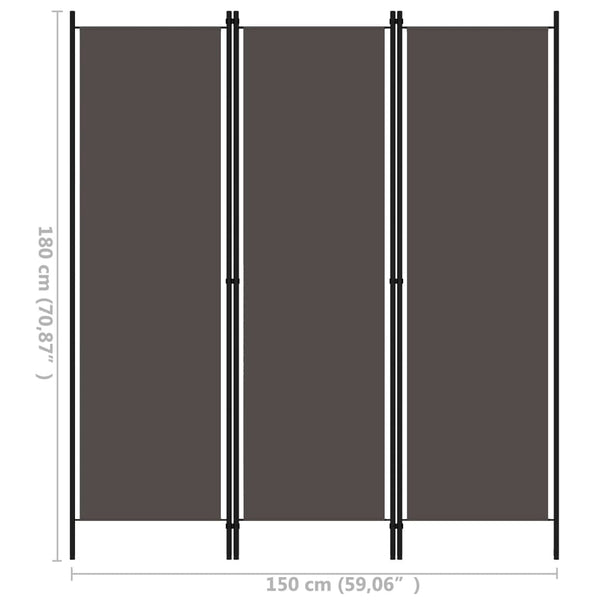 Anthrazit Raumteiler 3-teilig 150x180 cm