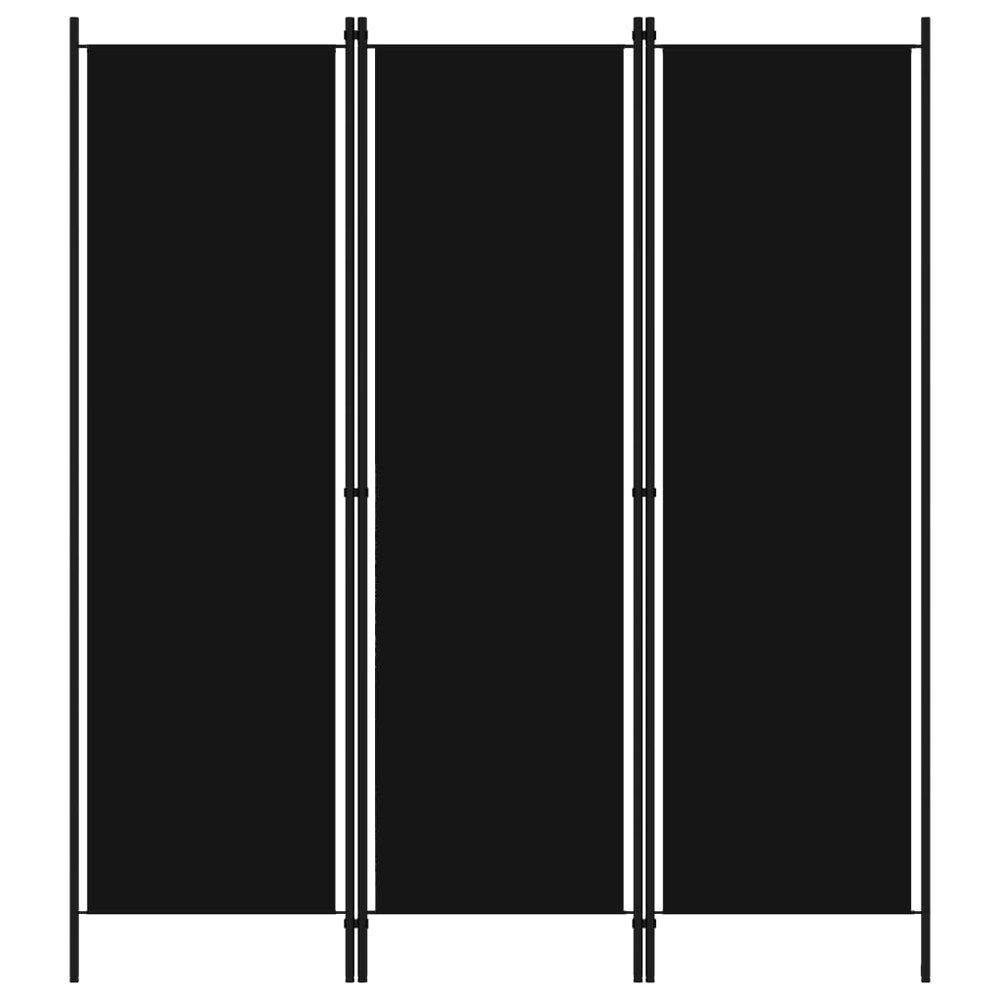 Schwarzer Raumteiler, 3-teilig, 150x180 cm