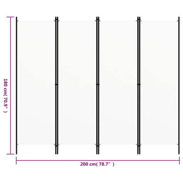Weißer Raumteiler 4-teilig 200x180 cm