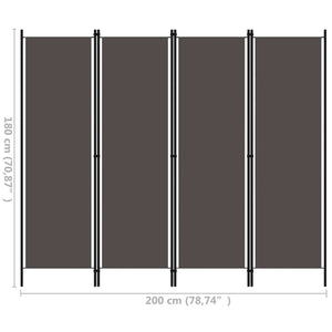 Anthrazit Raumteiler 4-teilig 200x180 cm