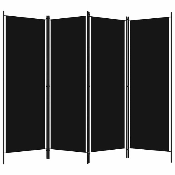 Schwarzer Raumteiler, 4-teilig, 200x180 cm