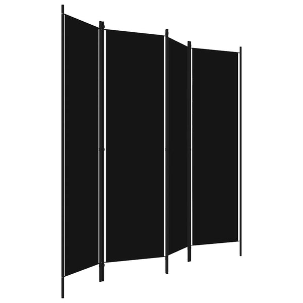 Schwarzer Raumteiler, 4-teilig, 200x180 cm