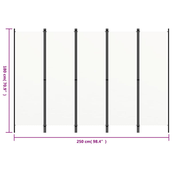 Weißer Raumteiler 5-teilig 250x180 cm