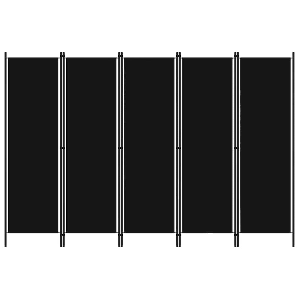 Schwarzer Raumteiler, 5-teilig, 250x180 cm