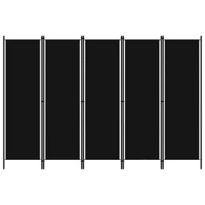 Schwarzer Raumteiler, 5-teilig, 250x180 cm