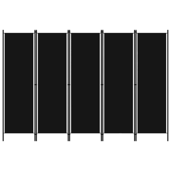 Schwarzer Raumteiler, 5-teilig, 250x180 cm