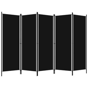 Schwarzer Raumteiler, 5-teilig, 250x180 cm
