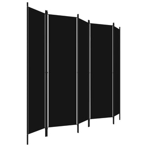 Schwarzer Raumteiler, 5-teilig, 250x180 cm