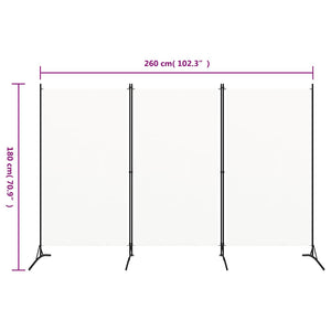 Weißer Raumteiler Stoff 260x180 cm, 3-teilig