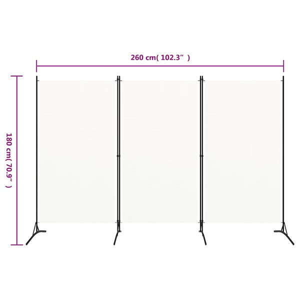 Weißer Raumteiler Stoff 260x180 cm, 3-teilig
