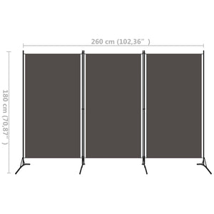Anthrazit Raumteiler 260x180 cm, 3-teilig