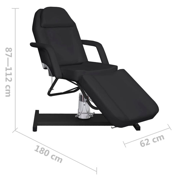 vidaXL Table de massage noire 180x62x(87-112) cm